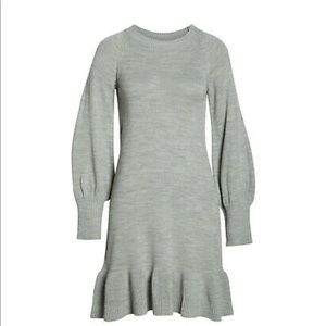 Eliza J Balloon Sleeve Ruffled Sweater Dress